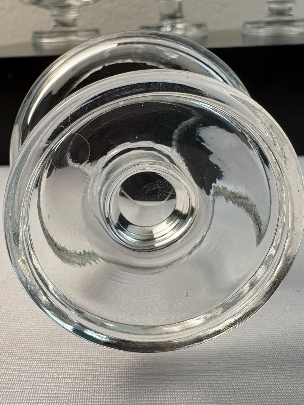 Clear Glass Stemmed Tumblers, Commonly Styled as Brandy Goblet Glasses.